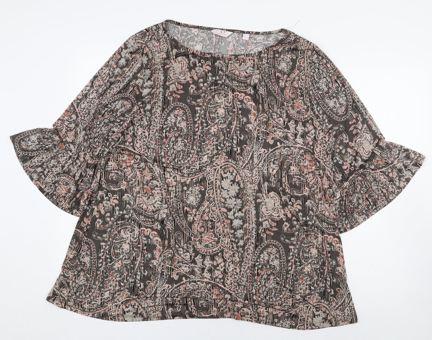Julipa Womens Multicoloured Geometric Polyester Basic Blouse Size 18 Boat Neck
