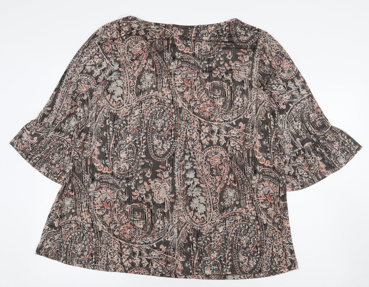 Julipa Womens Multicoloured Geometric Polyester Basic Blouse Size 18 Boat Neck