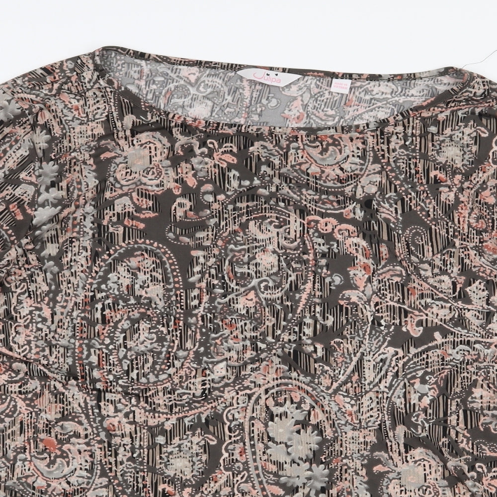 Julipa Womens Multicoloured Geometric Polyester Basic Blouse Size 18 Boat Neck