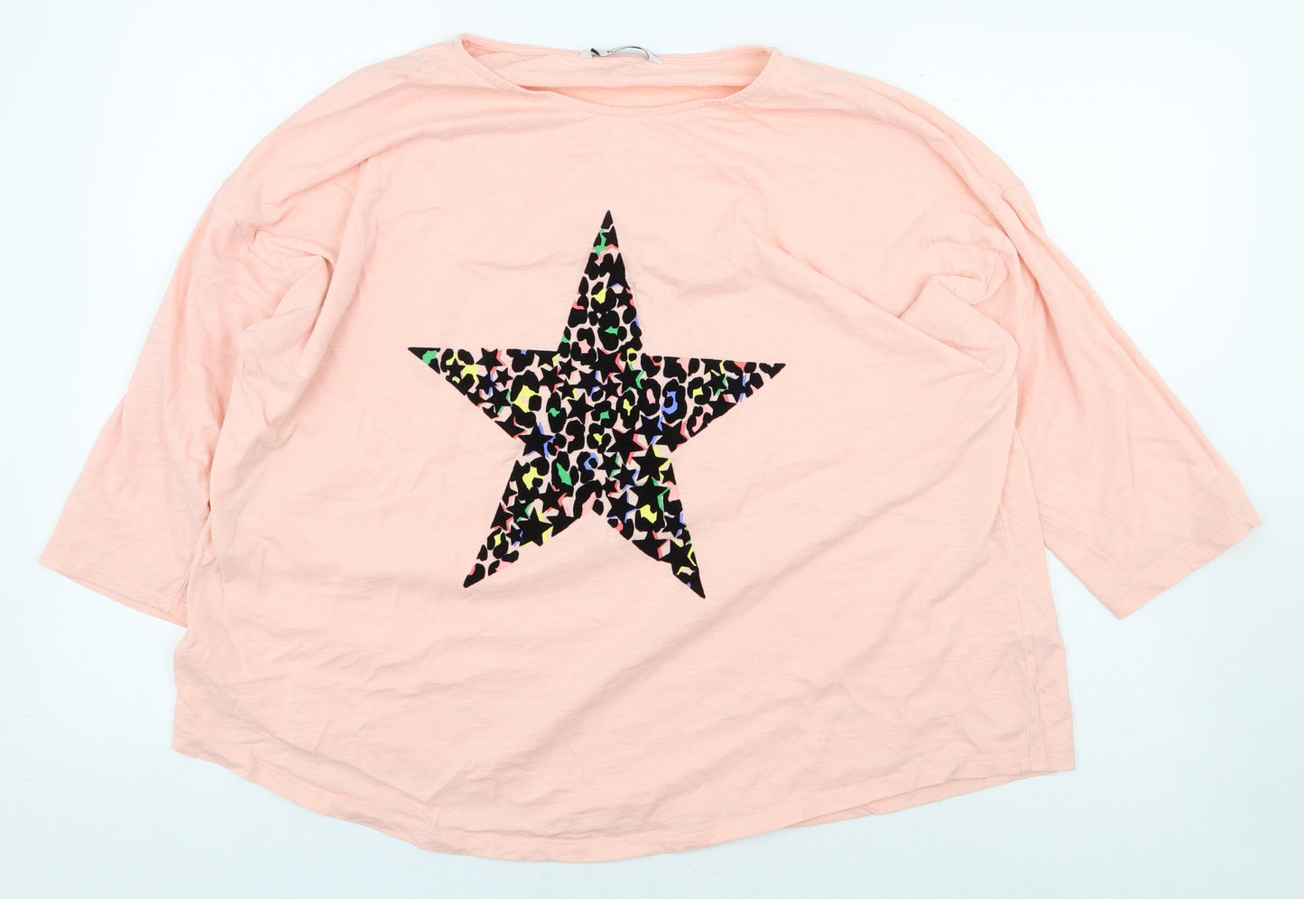 TU Womens Pink 100% Cotton Basic T-Shirt Size 20 Round Neck - Star