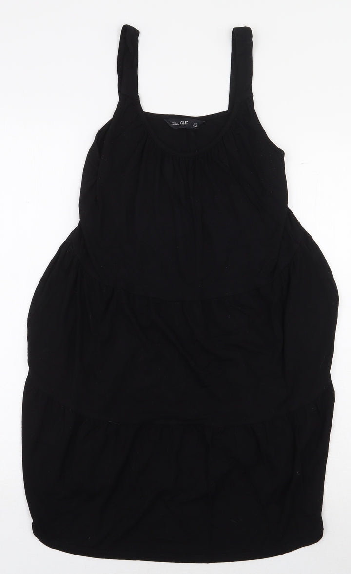 F&F Womens Black Viscose Tank Dress Size 10 Scoop Neck Pullover