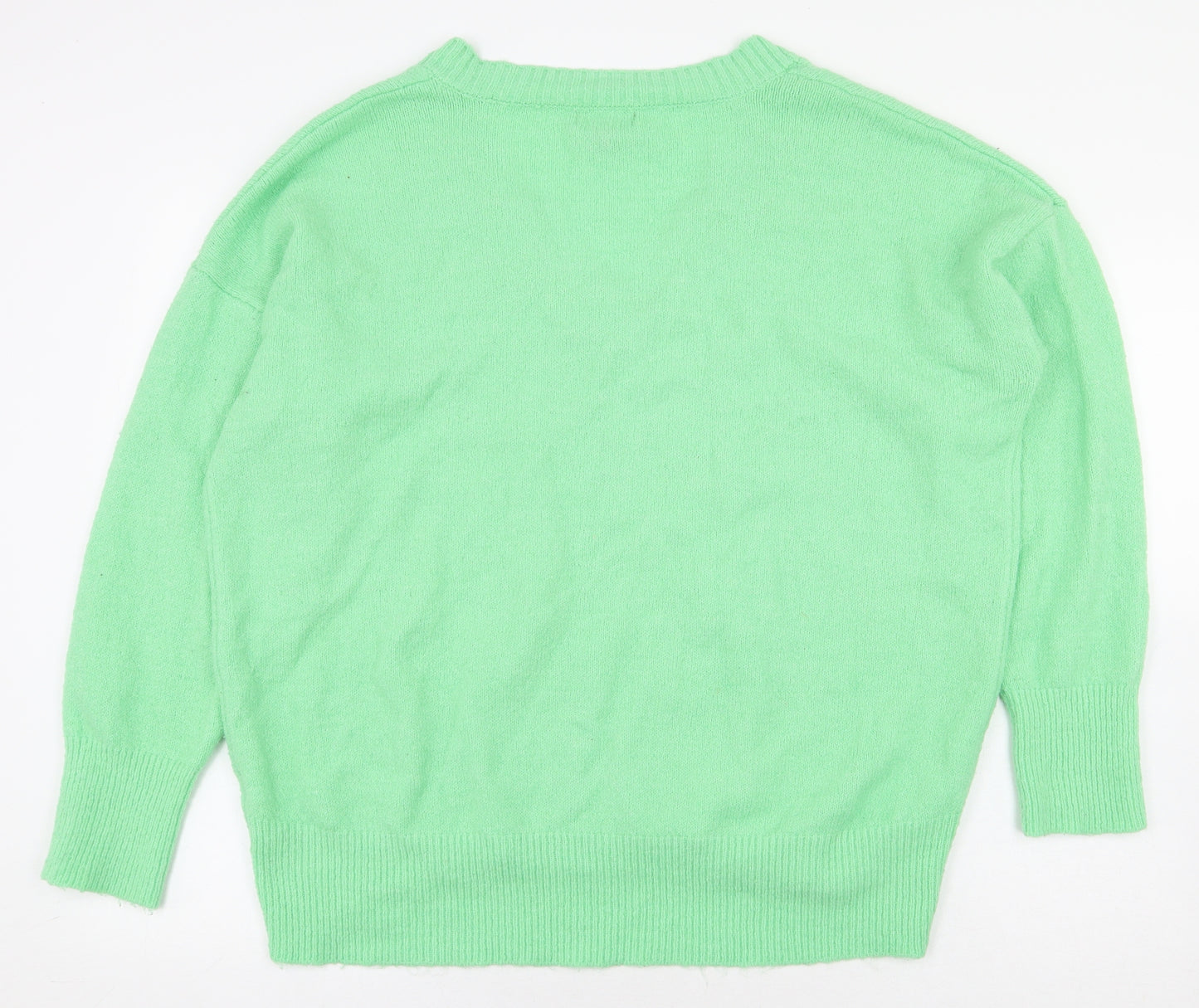 Primark Womens Green V-Neck Acrylic Pullover Jumper Size S