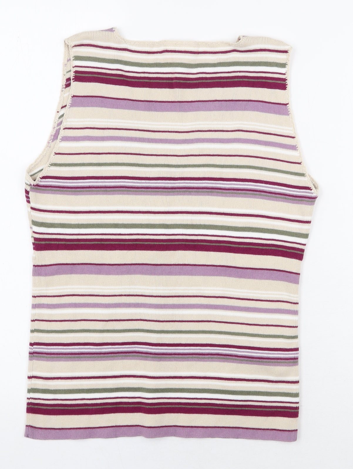 NEXT Womens Purple Striped 100% Cotton Basic Tank Size 16 V-Neck