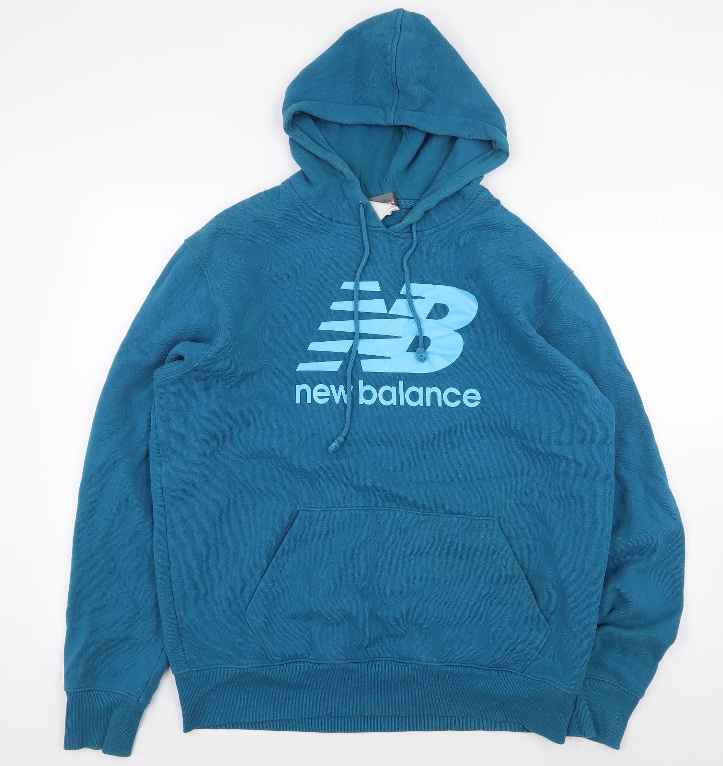 New Balance Mens Blue Cotton Pullover Hoodie Size L