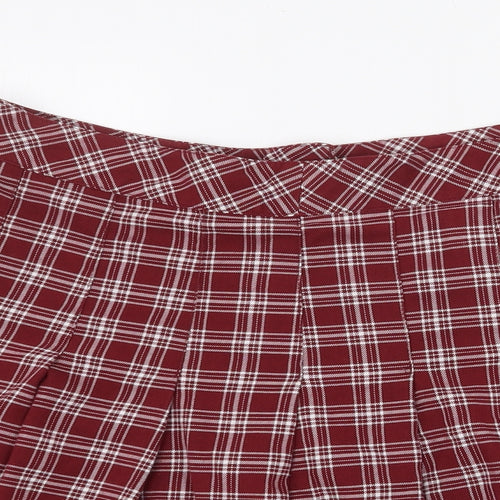 H&M Womens Red Plaid Polyester Mini Skirt Size 14 Zip