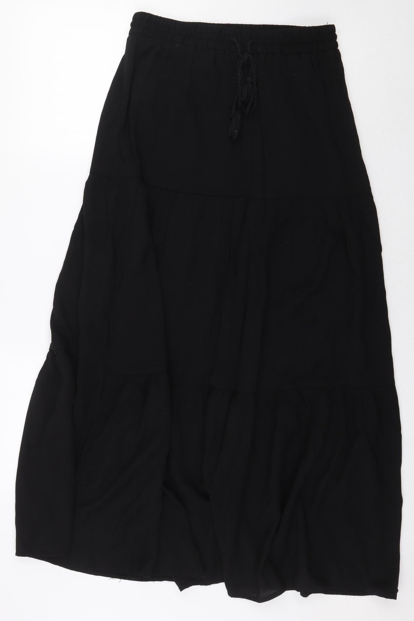 H&M Womens Black Viscose Maxi Skirt Size S Tie