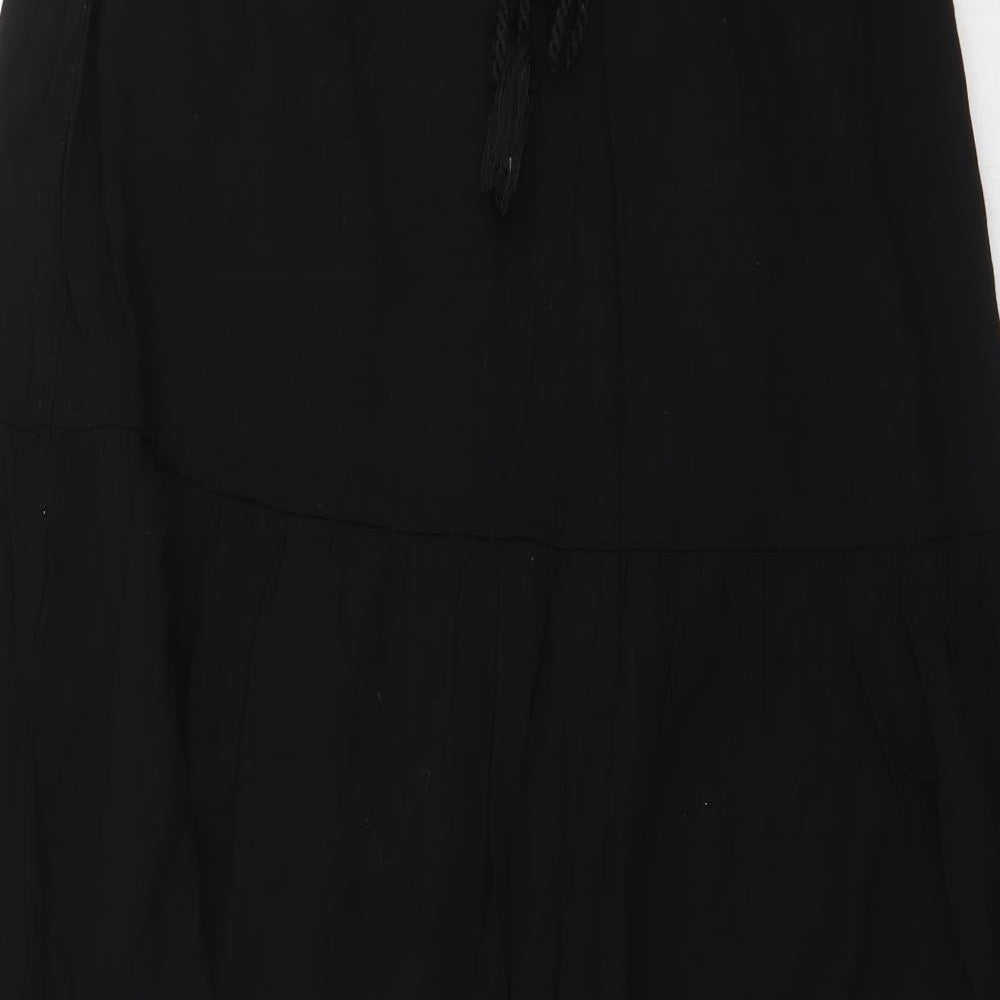H&M Womens Black Viscose Maxi Skirt Size S Tie