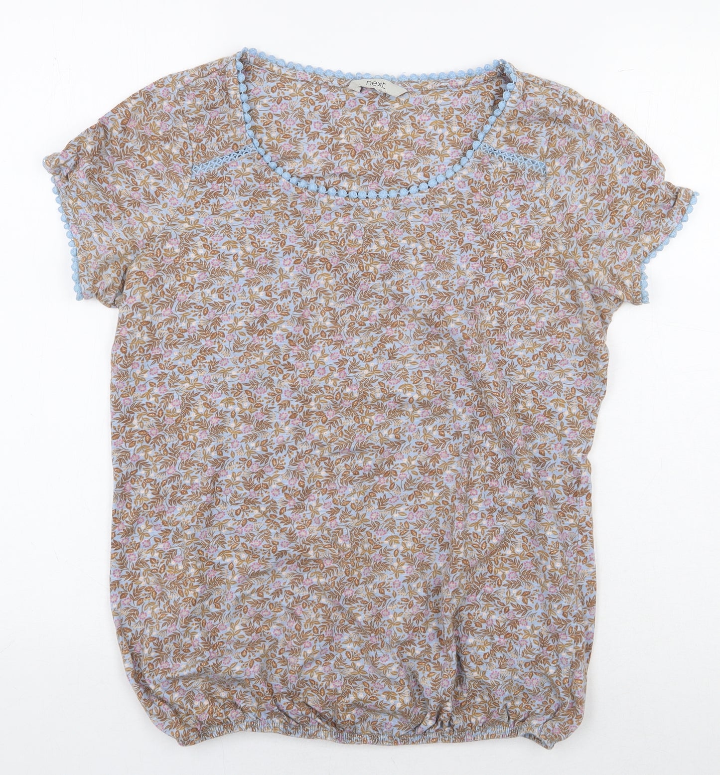 NEXT Womens Multicoloured Floral 100% Cotton Basic T-Shirt Size 10 Round Neck