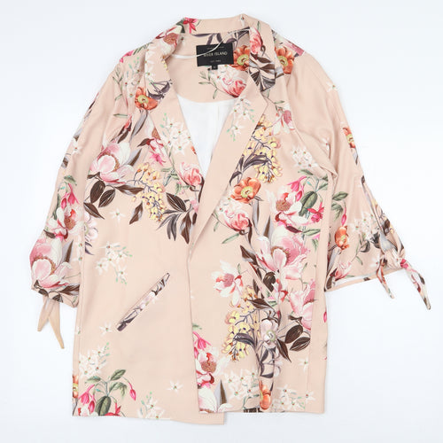 River Island Womens Pink Floral Jacket Blazer Size 10