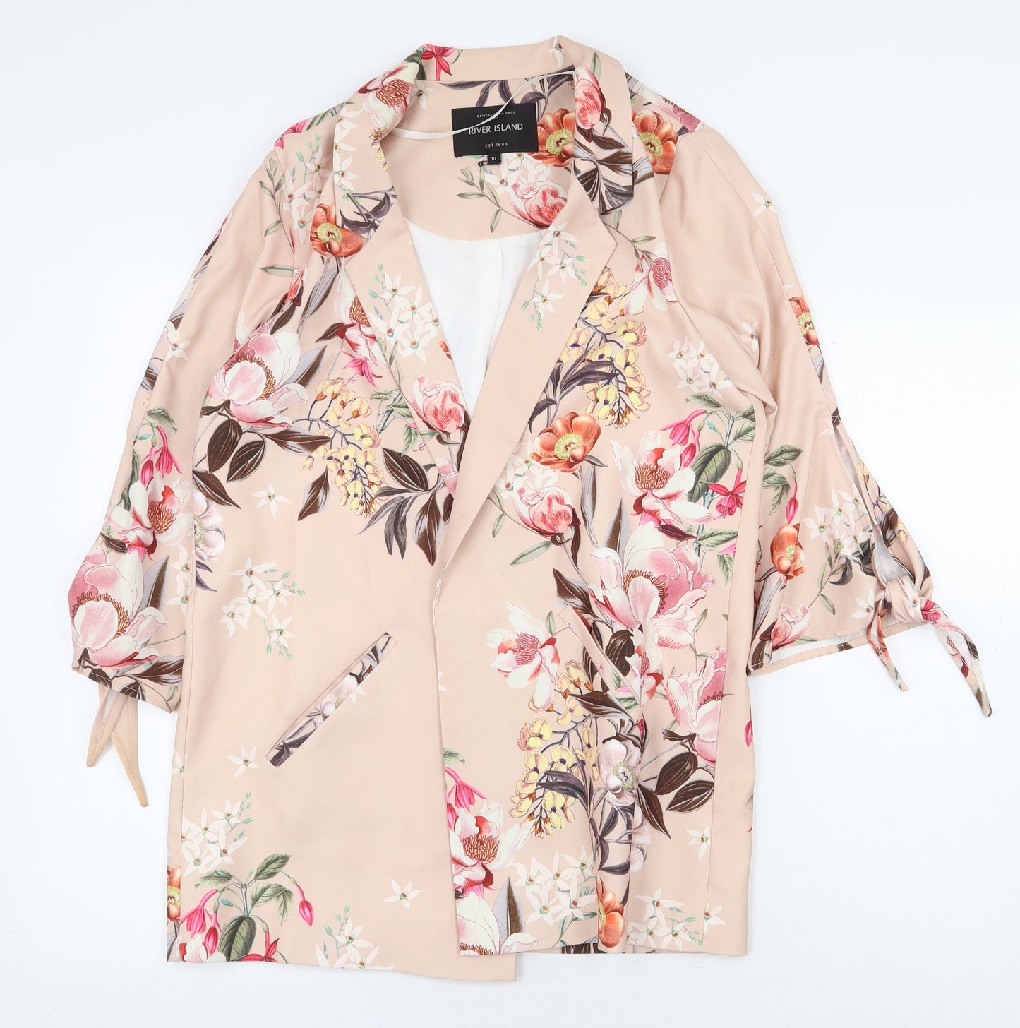 River Island Womens Pink Floral Jacket Blazer Size 10
