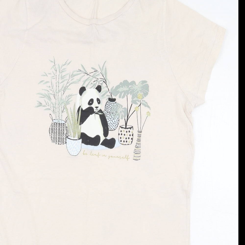 George Womens Pink 100% Cotton Basic T-Shirt Size 8 Round Neck - Panda