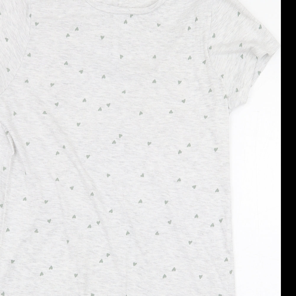 George Womens Grey Geometric Cotton Basic T-Shirt Size 8 Round Neck - Love Heart