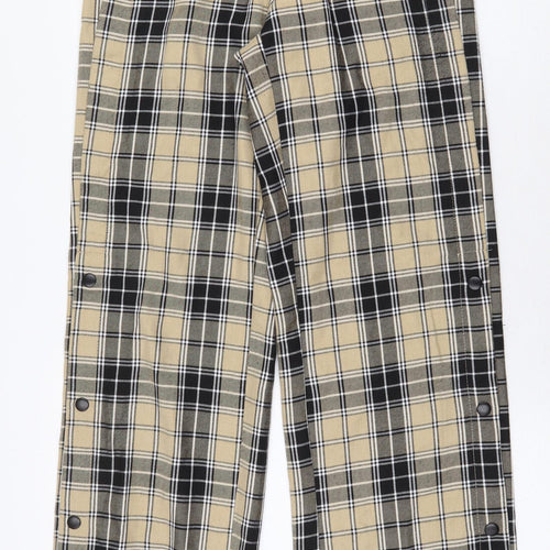 Stradivarius Womens Yellow Plaid Polyester Trousers Size XS L31 in Regular
