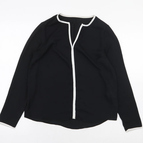 Atmosphere Womens Black Polyester Basic Blouse Size 8 V-Neck