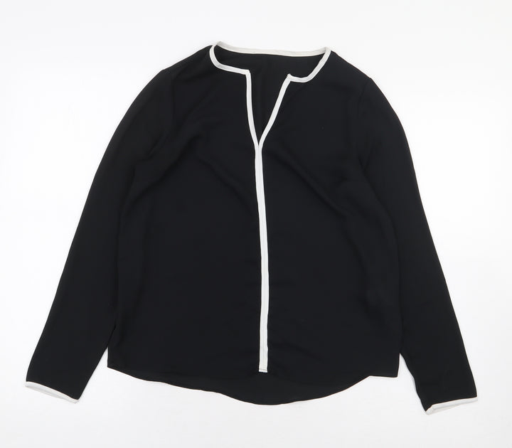 Atmosphere Womens Black Polyester Basic Blouse Size 8 V-Neck