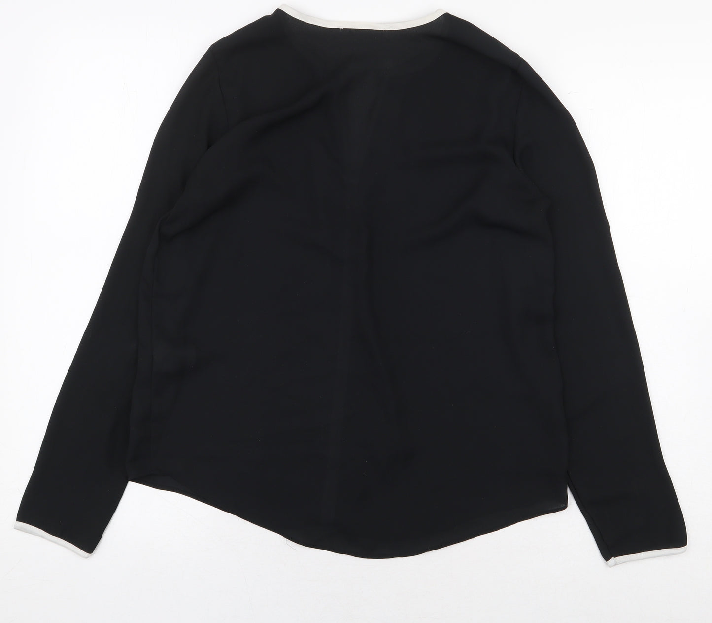 Atmosphere Womens Black Polyester Basic Blouse Size 8 V-Neck