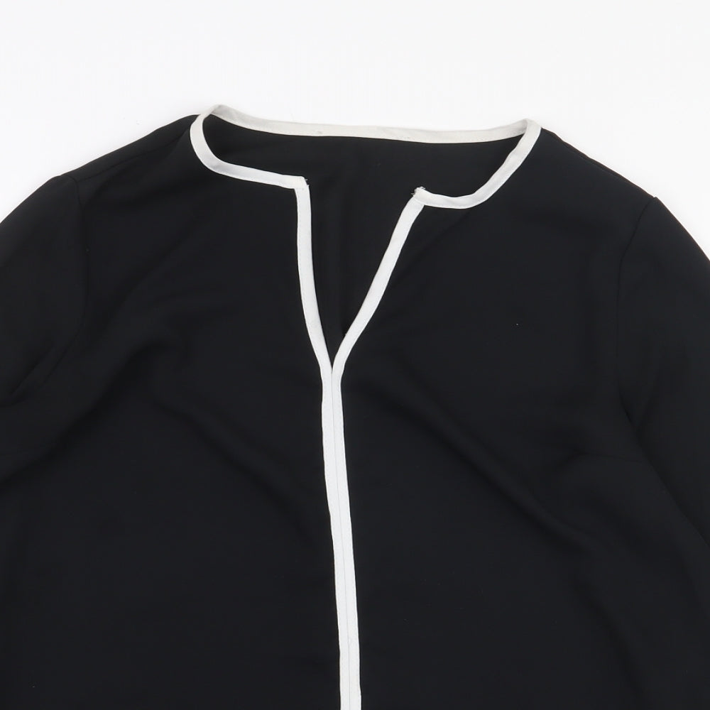 Atmosphere Womens Black Polyester Basic Blouse Size 8 V-Neck