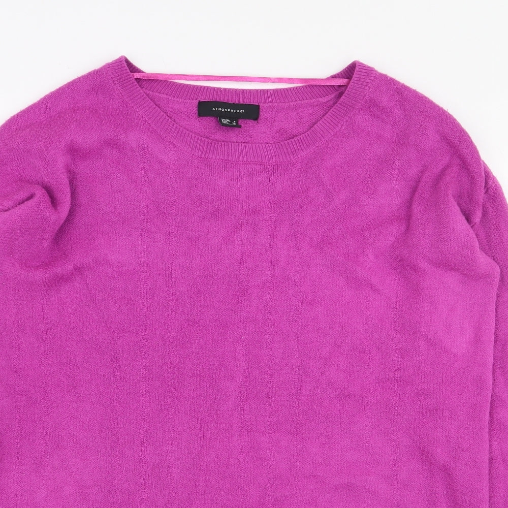 Atmosphere Womens Purple Round Neck Acrylic Pullover Jumper Size 8