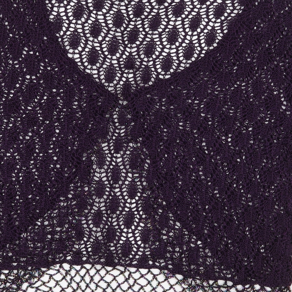 Casamia Womens Purple Viscose Basic Blouse Size S V-Neck - Beaded Cuff Trim