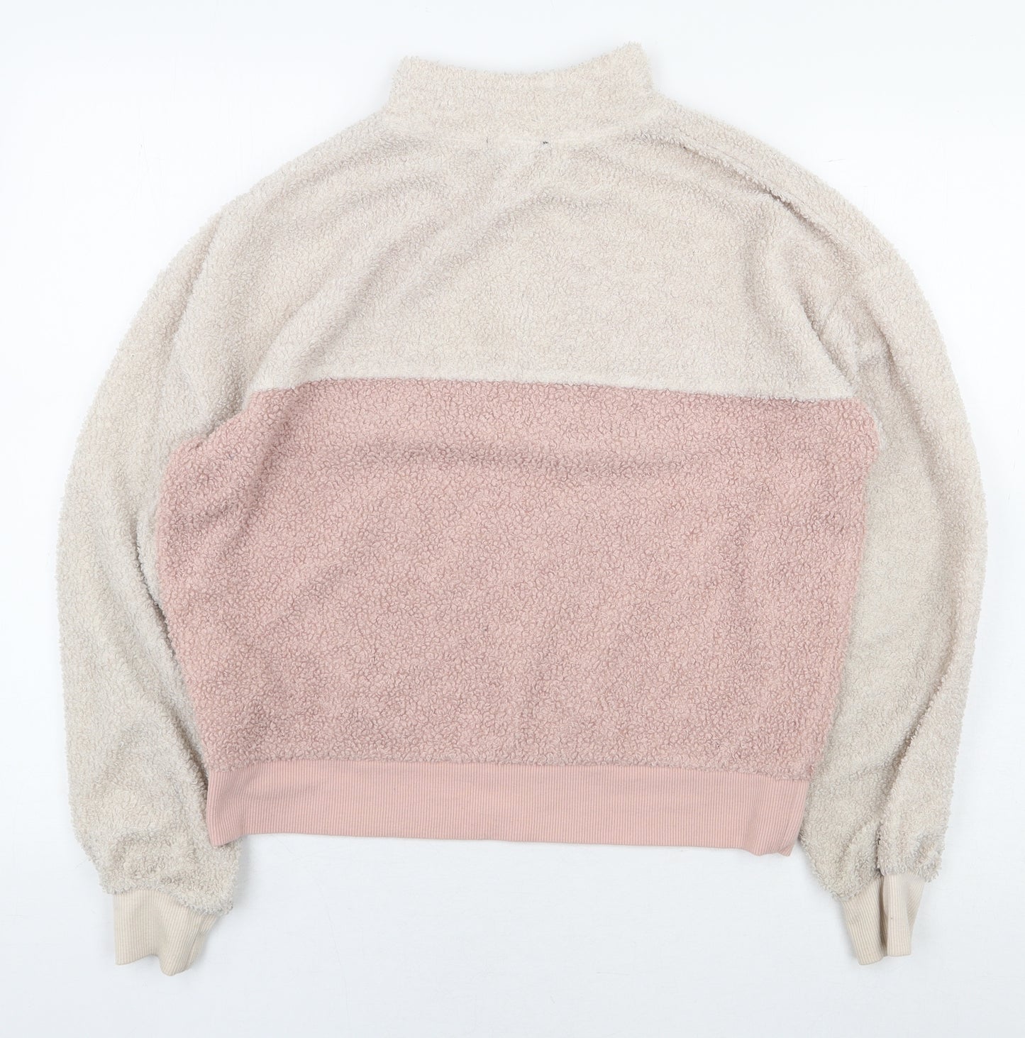New Look Womens Pink Colourblock Polyester Pullover Sweatshirt Size 10 Zip