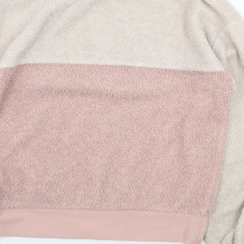 New Look Womens Pink Colourblock Polyester Pullover Sweatshirt Size 10 Zip