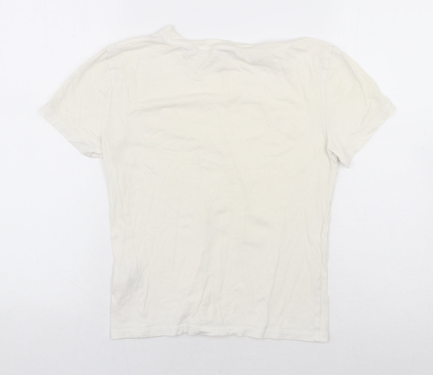 Jack Wills Womens White Cotton Basic T-Shirt Size 10 Round Neck