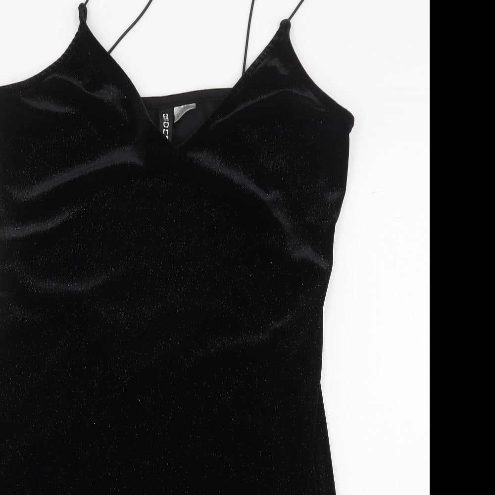 H&M Womens Black Polyester Mini Size M V-Neck Pullover
