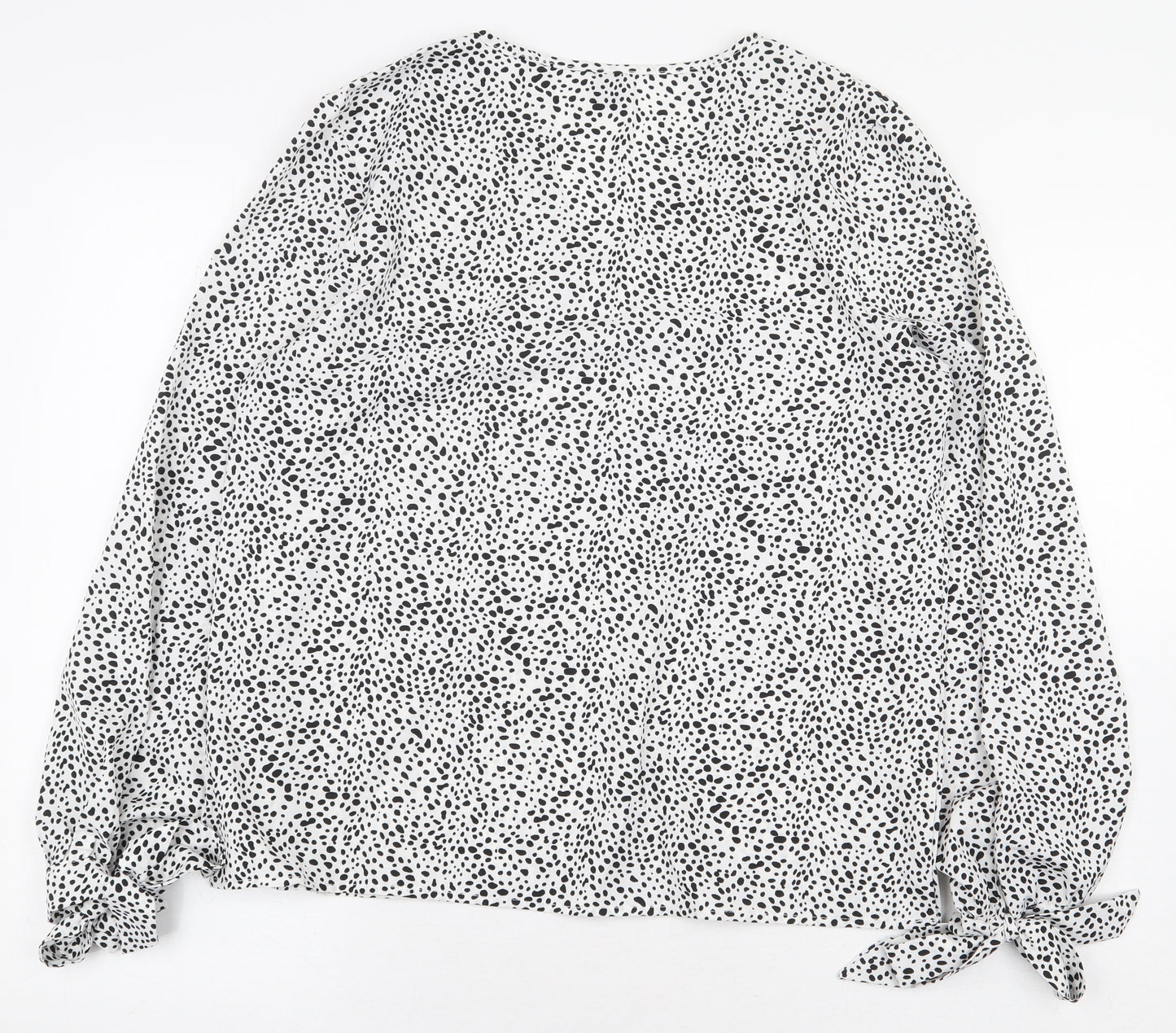 SheIn Womens White Animal Print Polyester Basic Blouse Size M V-Neck
