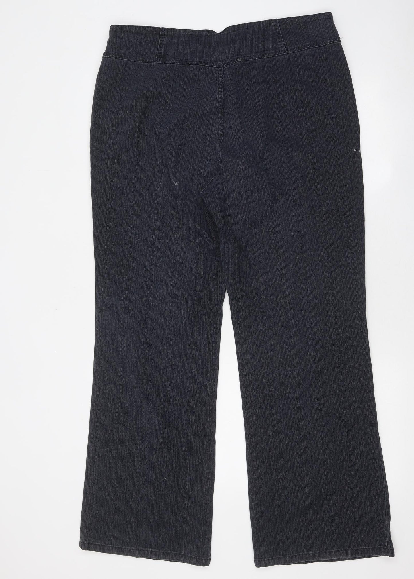 Per Una Womens Black Cotton Wide-Leg Jeans Size 18 L27 in Regular Zip