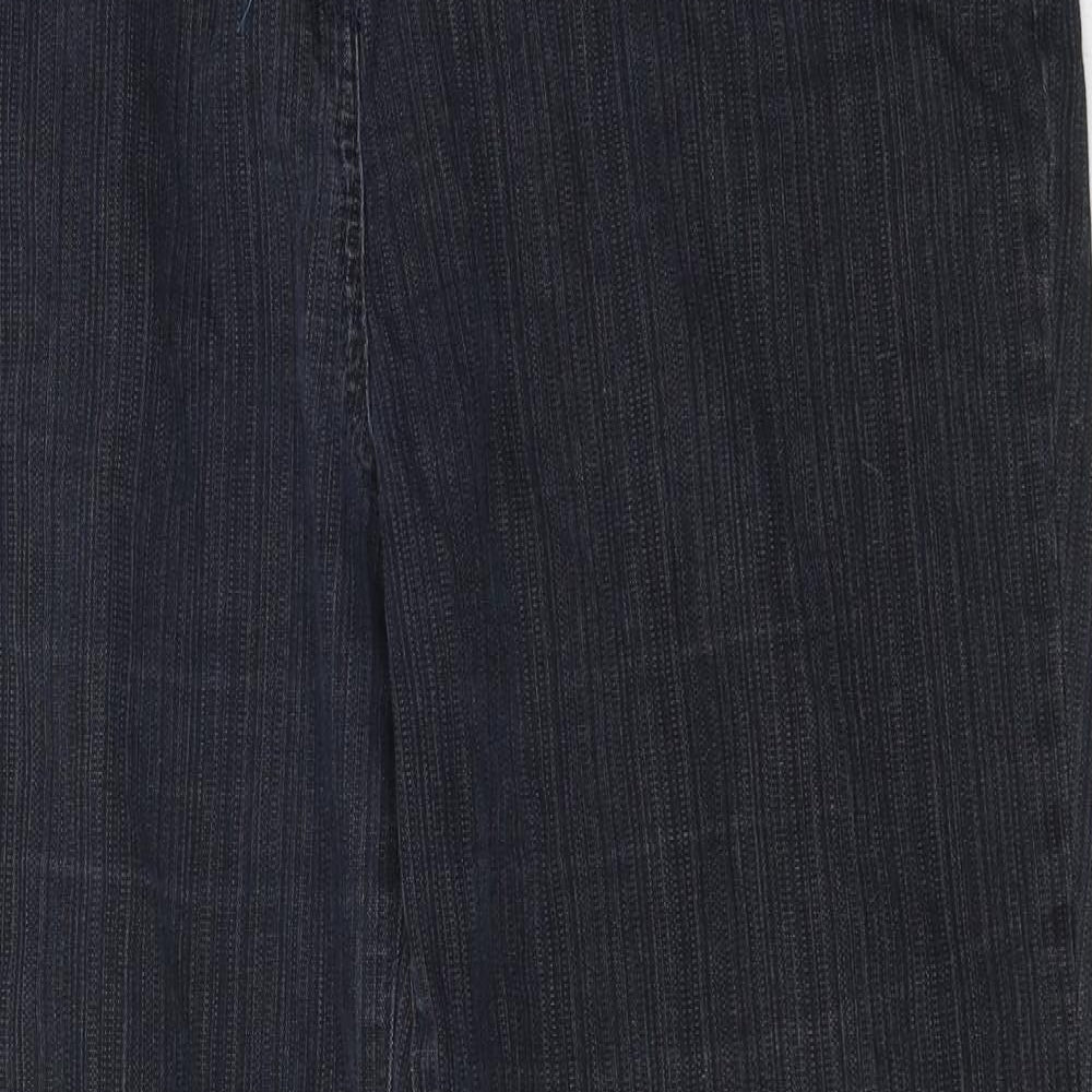 Per Una Womens Black Cotton Wide-Leg Jeans Size 18 L27 in Regular Zip
