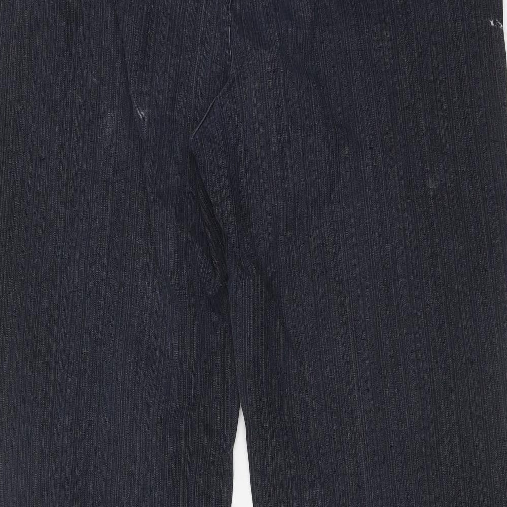 Per Una Womens Black Cotton Wide-Leg Jeans Size 18 L27 in Regular Zip