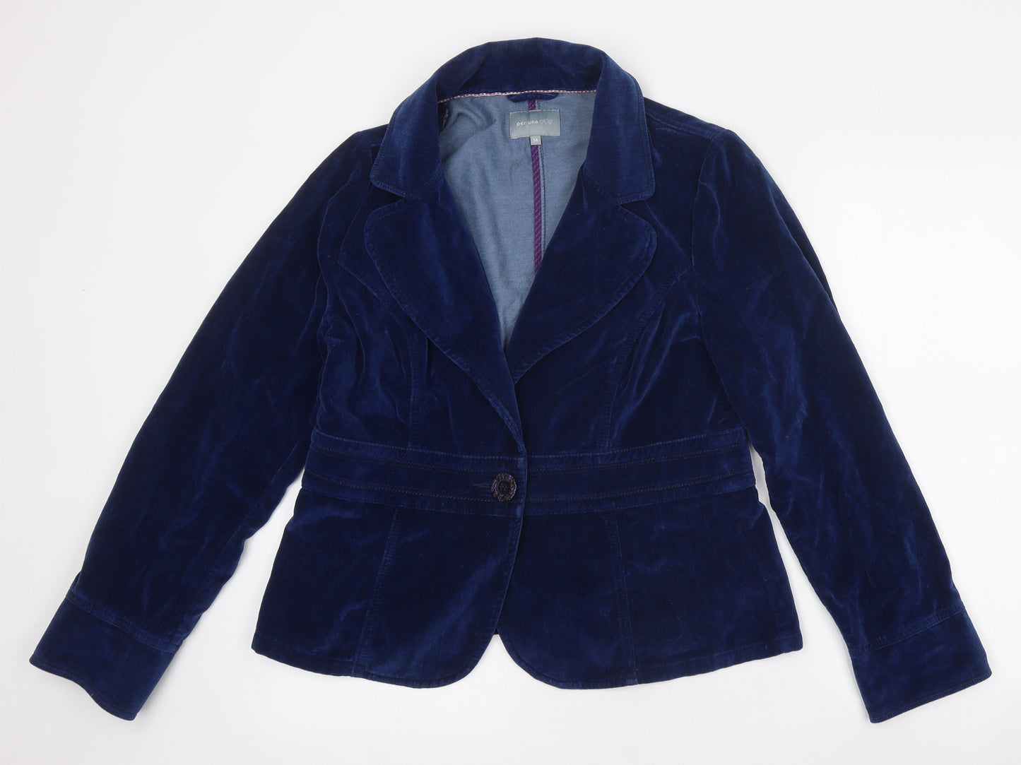 Per Una Womens Blue Jacket Size 14 Button