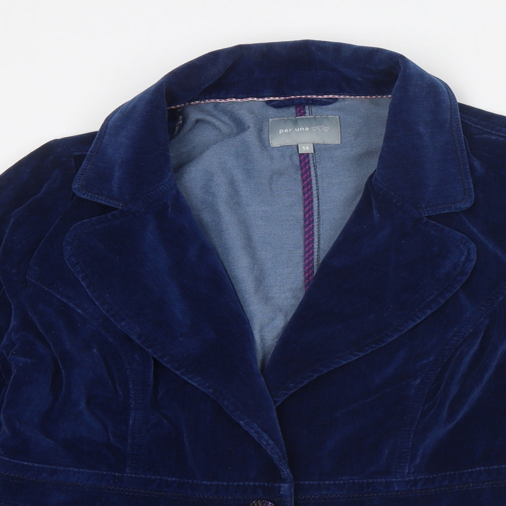 Per Una Womens Blue Jacket Size 14 Button