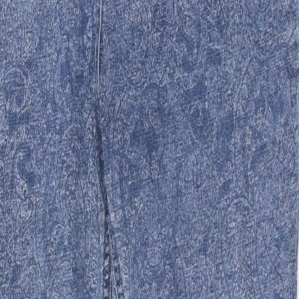 NEXT Womens Blue Geometric 100% Cotton Skinny Jeans Size 16 L27 in Regular Zip