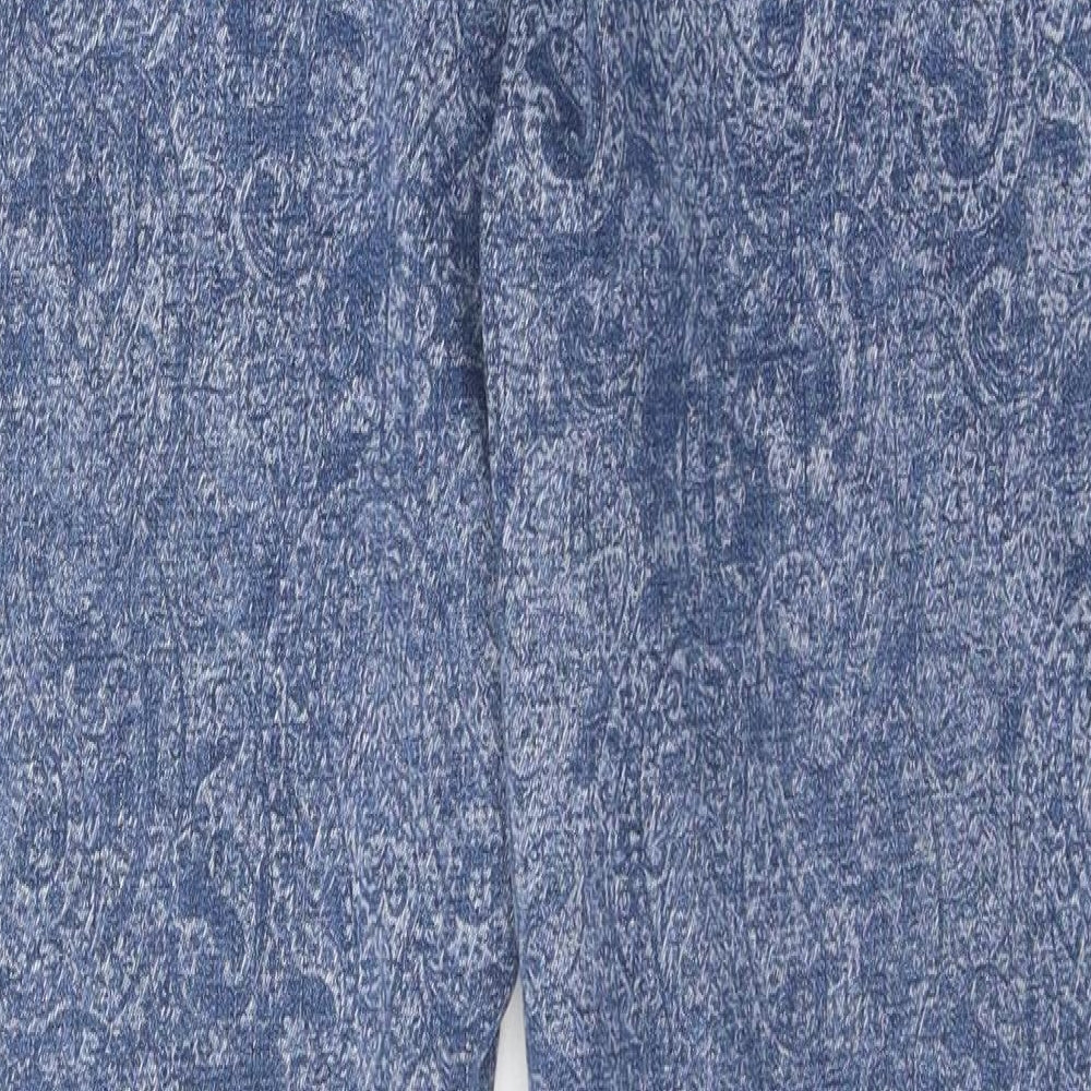 NEXT Womens Blue Geometric 100% Cotton Skinny Jeans Size 16 L27 in Regular Zip