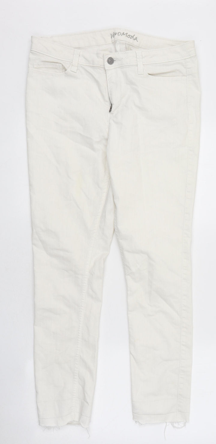 Vera Moda Womens White 100% Cotton Skinny Jeans Size 34 in L29 in Regular Zip