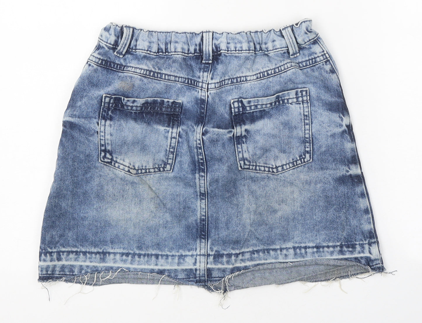 F&F Girls Blue Cotton Mini Skirt Size 10-11 Years Regular Button