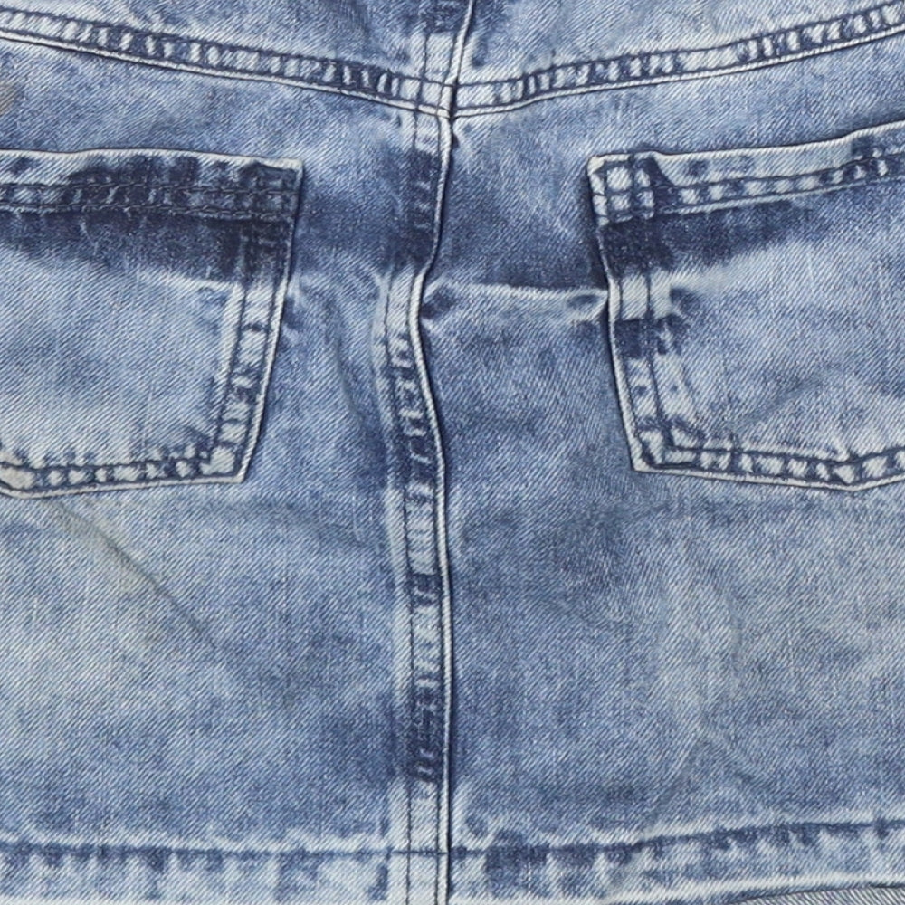 F&F Girls Blue Cotton Mini Skirt Size 10-11 Years Regular Button