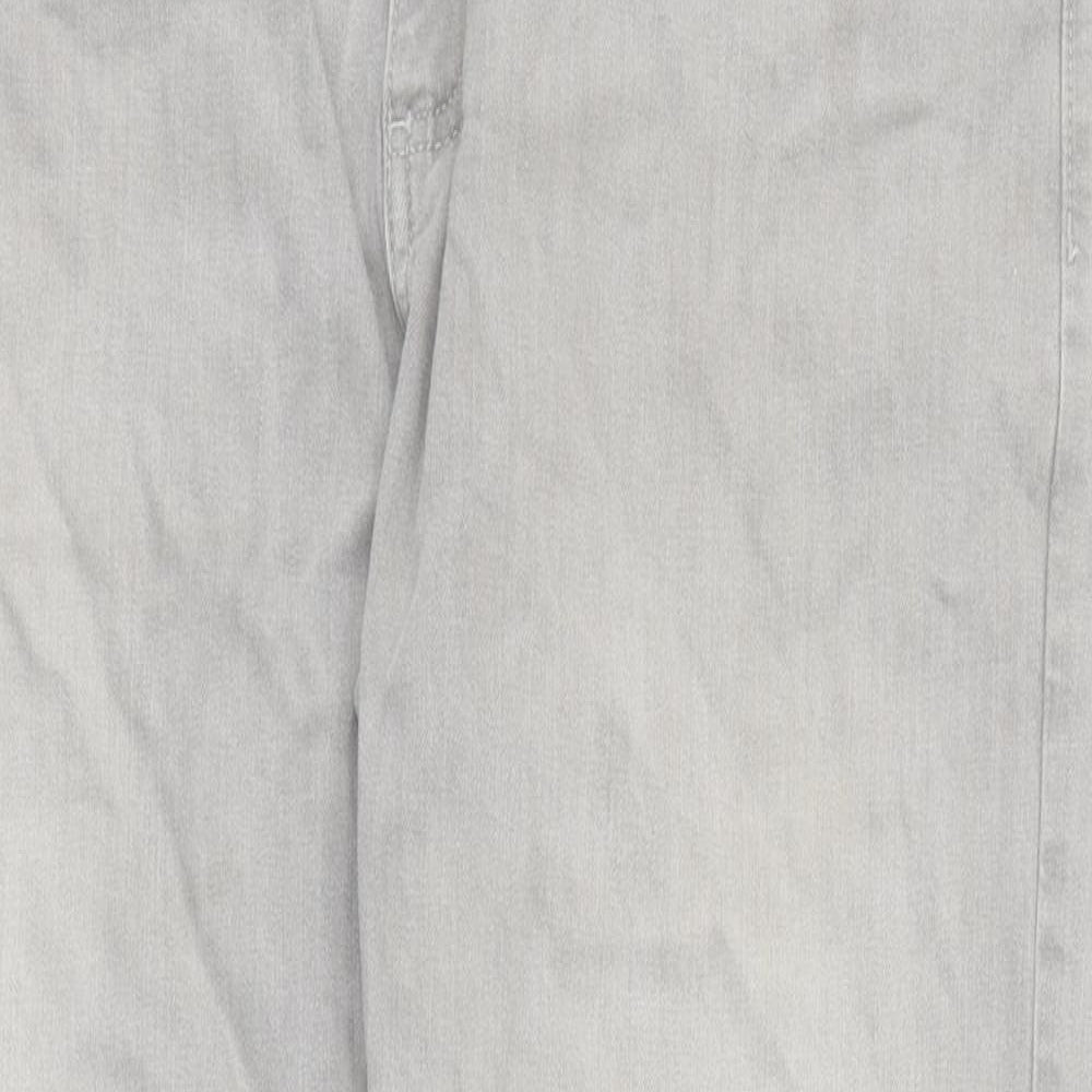 Marks and Spencer Mens Grey Cotton Straight Jeans Size 36 in L31 in Regular Zip