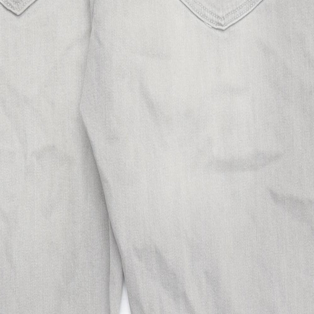 Marks and Spencer Mens Grey Cotton Straight Jeans Size 36 in L31 in Regular Zip