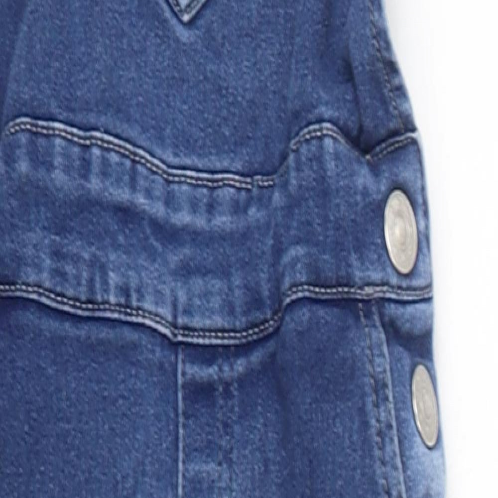 E-vie Girls Blue 100% Cotton Dungaree One-Piece Size 4 Years Button