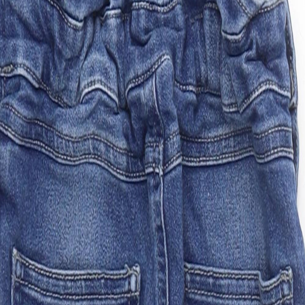 E-vie Girls Blue 100% Cotton Dungaree One-Piece Size 4 Years Button
