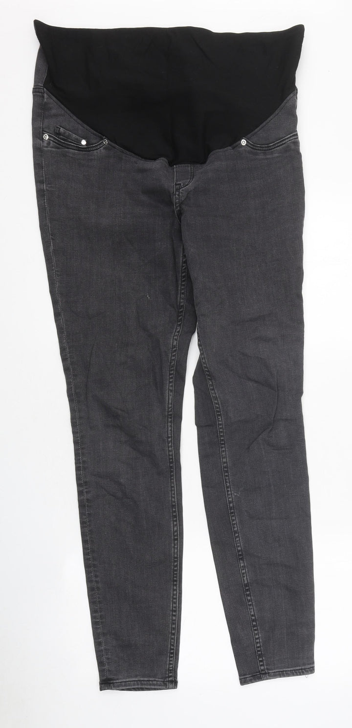 Mama Womens Grey 100% Cotton Skinny Jeans Size L L30 in Slim