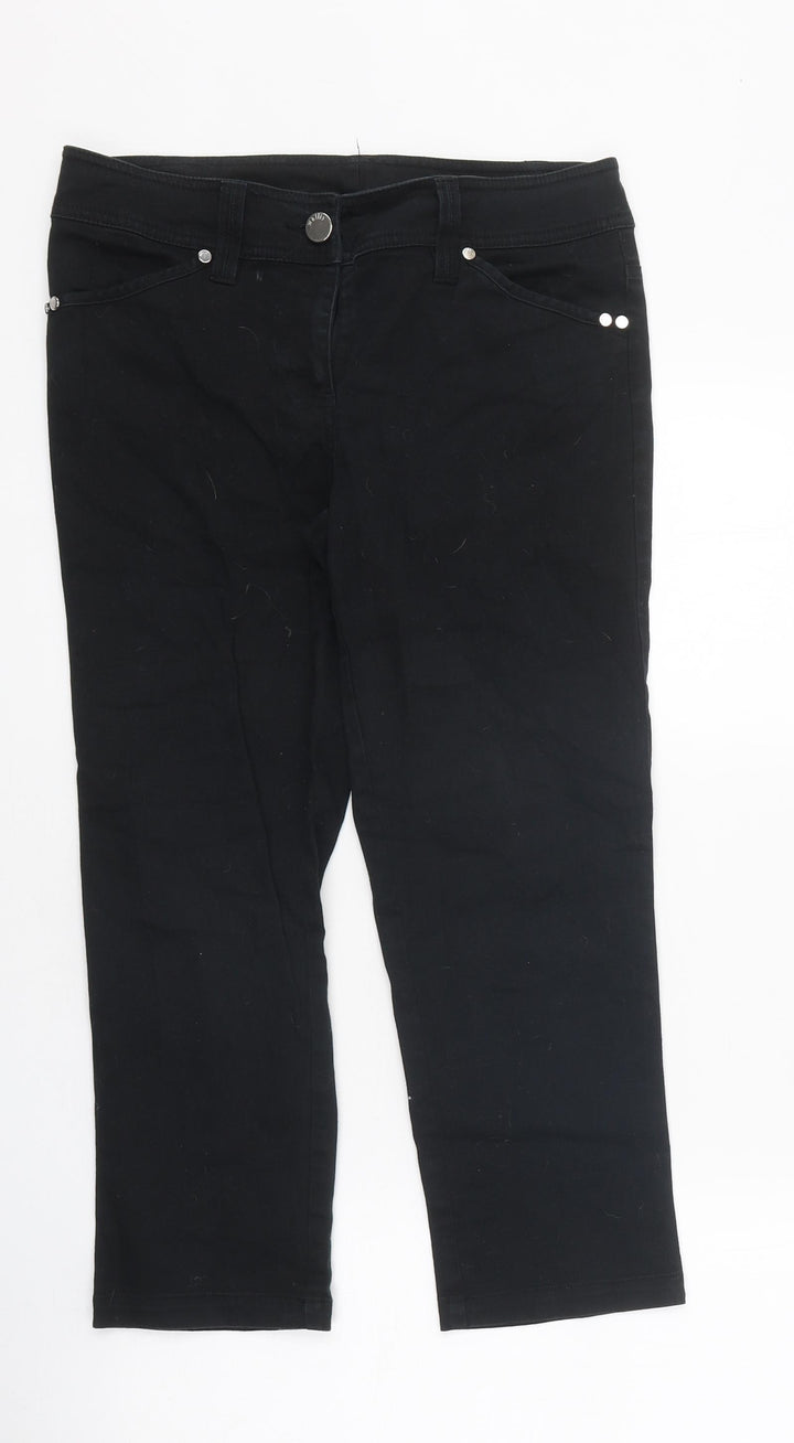 Preworn Womens Black 100% Cotton Skinny Jeans Size 10 L24 in Regular Zip