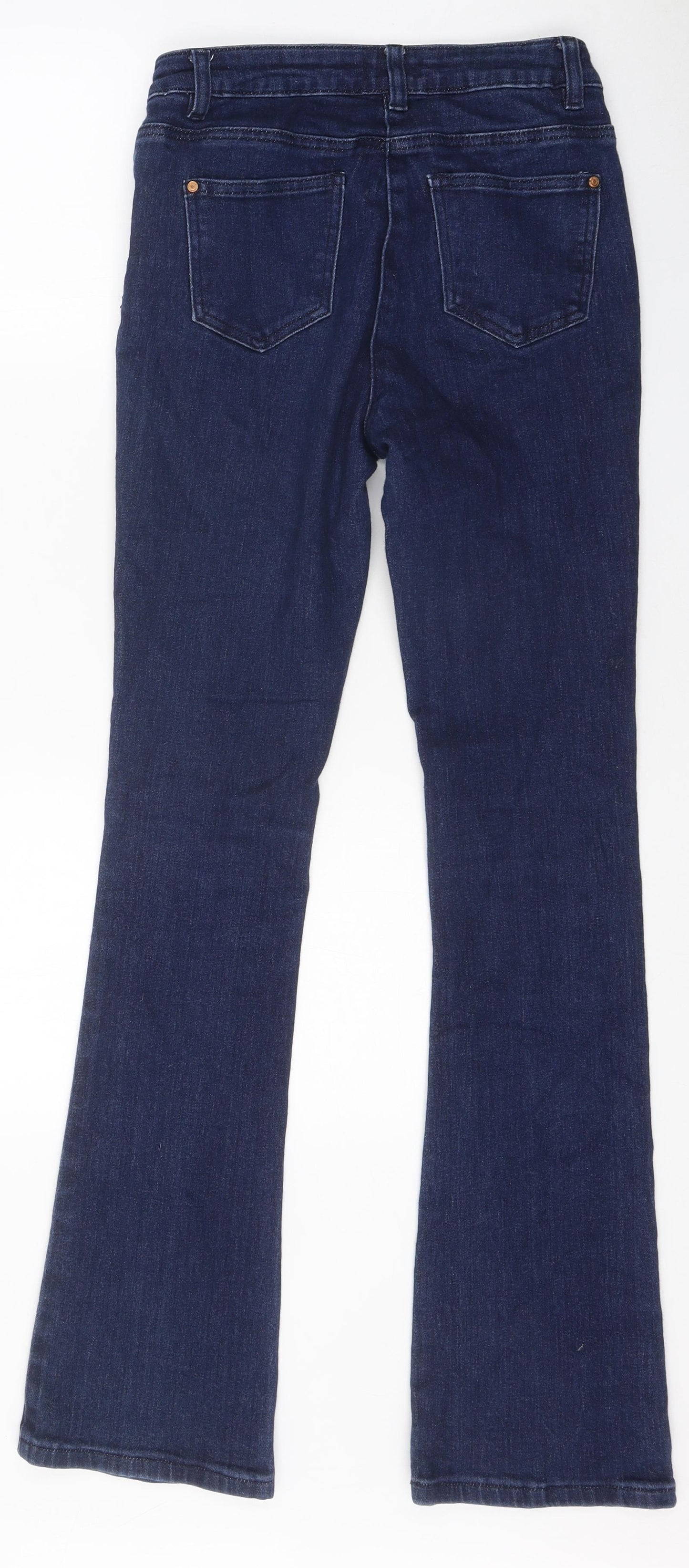M&Co Womens Blue 100% Cotton Flared Jeans Size 8 L32 in Regular Zip