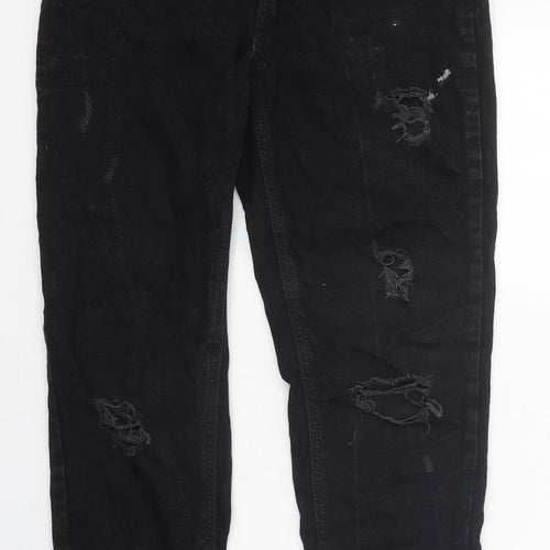 Primark Womens Black 100% Cotton Tapered Jeans Size 6 L31 in Regular Zip