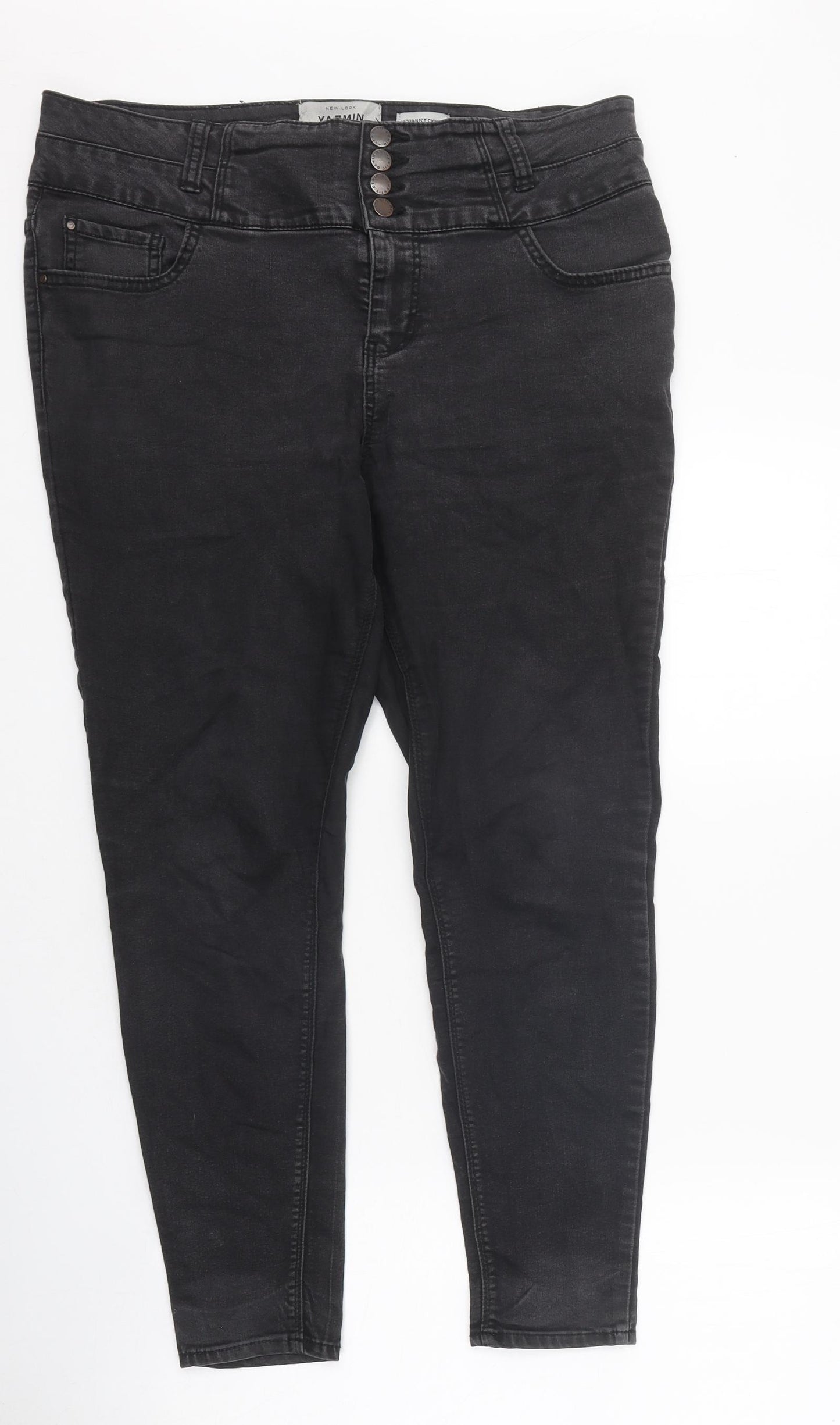 New Look Womens Black 100% Cotton Skinny Jeans Size 16 L28 in Regular Zip
