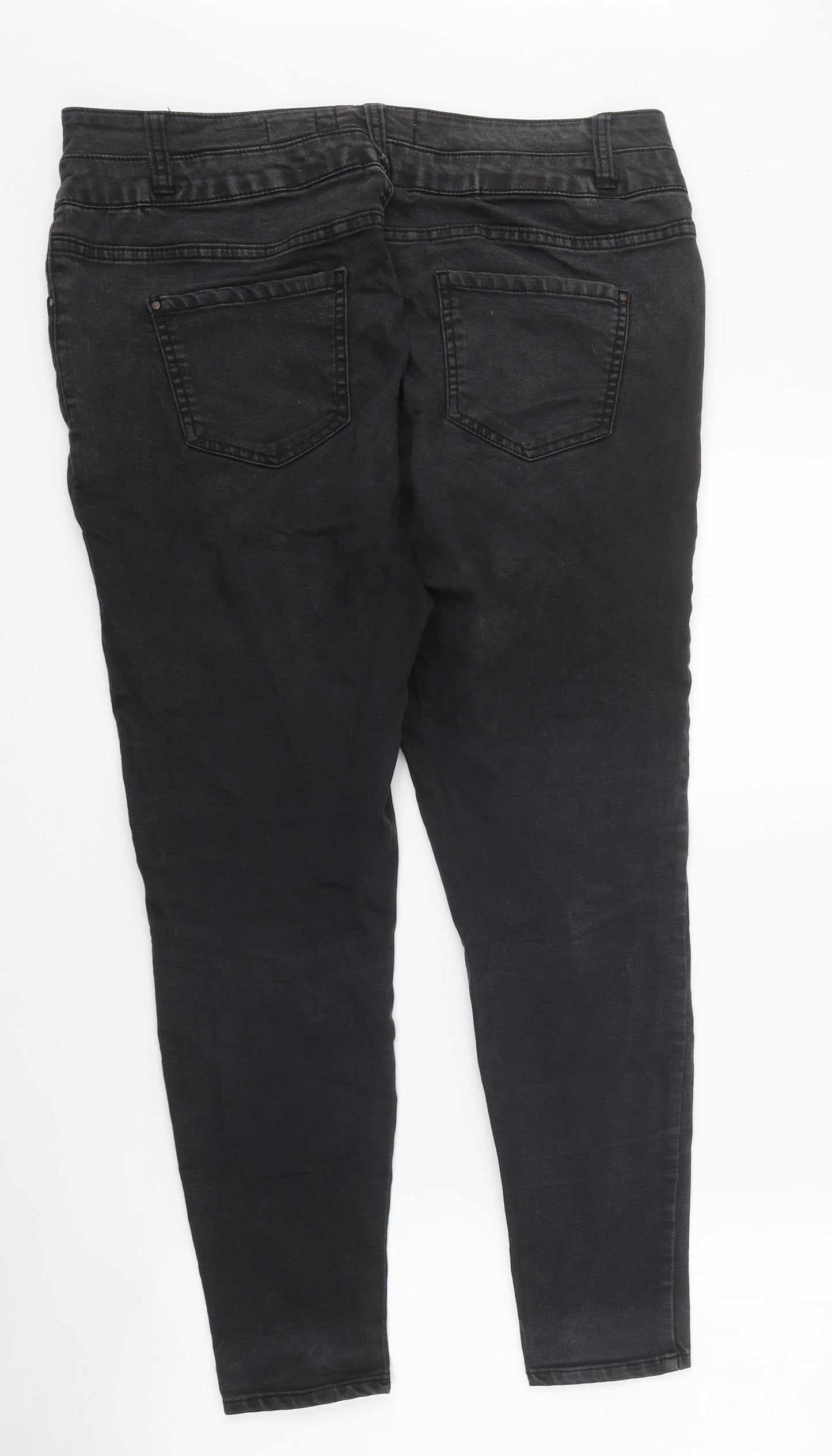 New Look Womens Black 100% Cotton Skinny Jeans Size 16 L28 in Regular Zip
