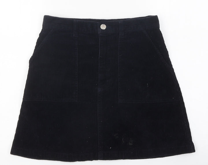 Monki Womens Black Coir A-Line Skirt Size 8 Zip