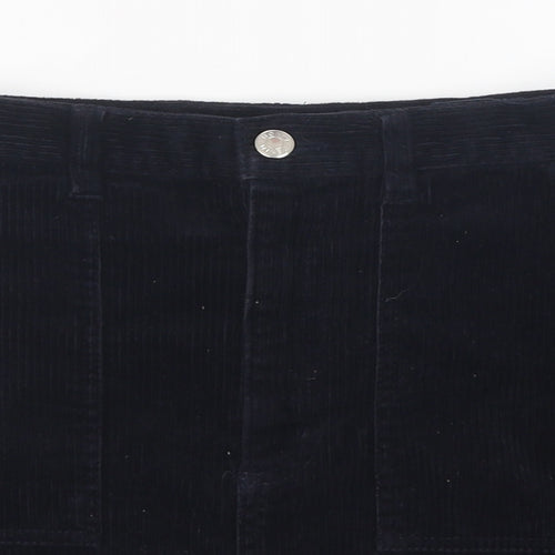 Monki Womens Black Coir A-Line Skirt Size 8 Zip